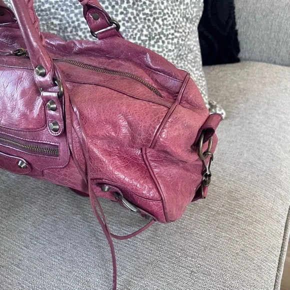 Balenciaga Vintage Motorcycle Twiggy City Burgundy Bag - Picture 4 of 11